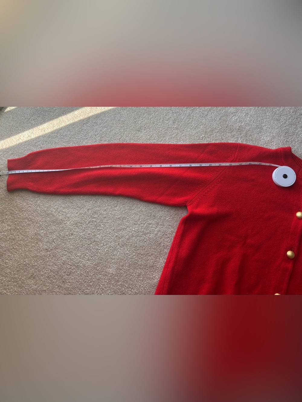 Ballantyne Cashmere Vibrant Red Button-Front Crewneck Cardigan - Picture 7 of 7